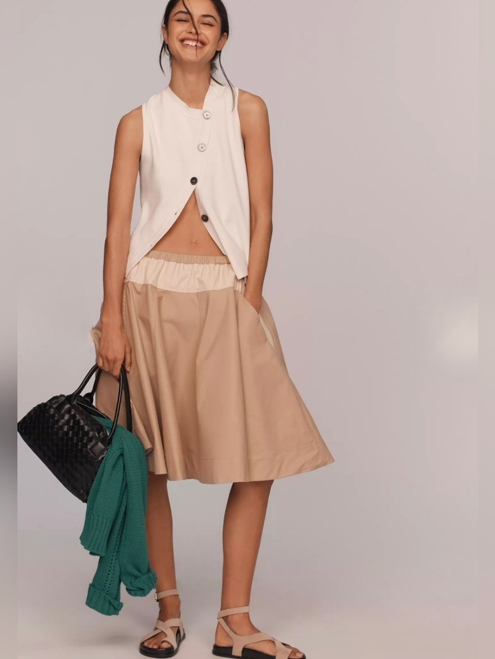 Maeve Safari A-Line Midi Skirt